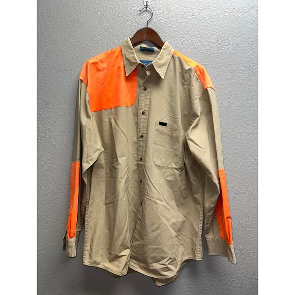 Vintage Pendleton Hunting Shirt Button Up Hong Kong Made Brown orange LS Large - Picture 1 of 11
